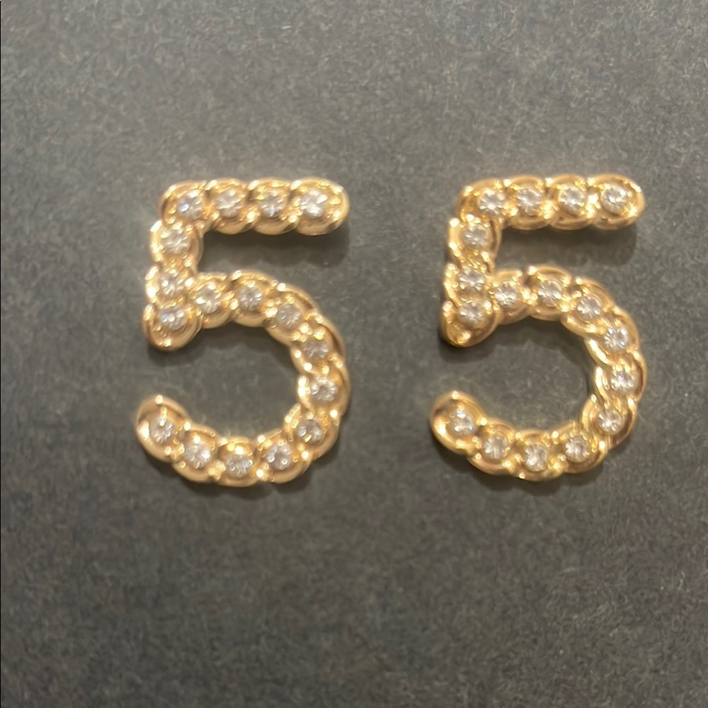 NEW Gold Number 5 Earrings - Picture 5 of 6